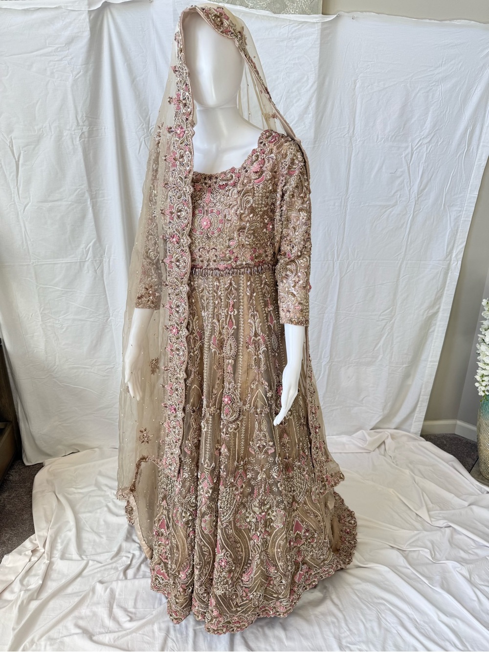 Pakistani bridal wedding valima dress pastel pink